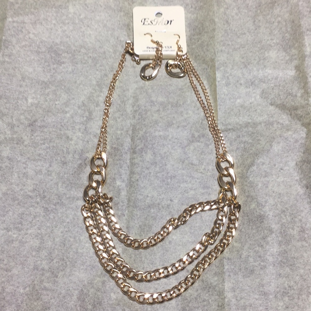 Polished Chain Layered Necklace Set - Picture 2 of 6